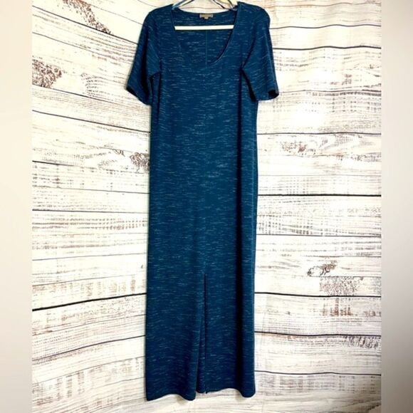 Lilla P Dress Womens Size Medium Maxi front slit Navy Blue space Dye Minimalist - Picture 4 of 12